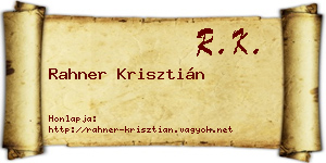 Rahner Krisztián névjegykártya